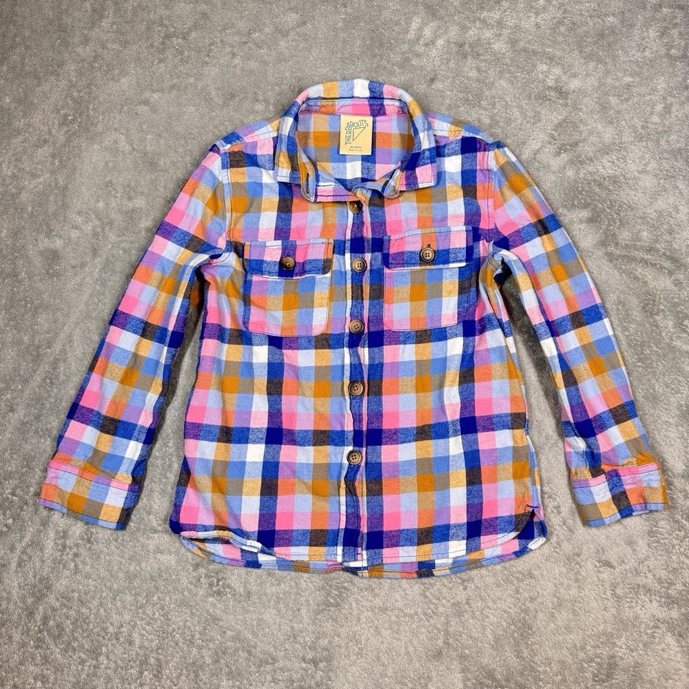 The Abouts Plaid Button Up Shirt Kids Medium 10 12 Multicolor Long Sleeve
